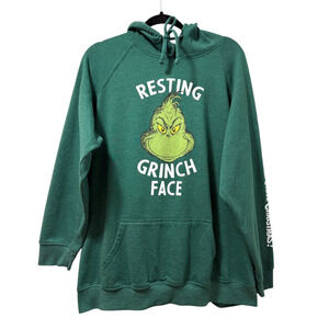 Torrid‎ Size 00 Resting Grinch Face Christmas Hoodie Hooded Pullover Sweatshirt